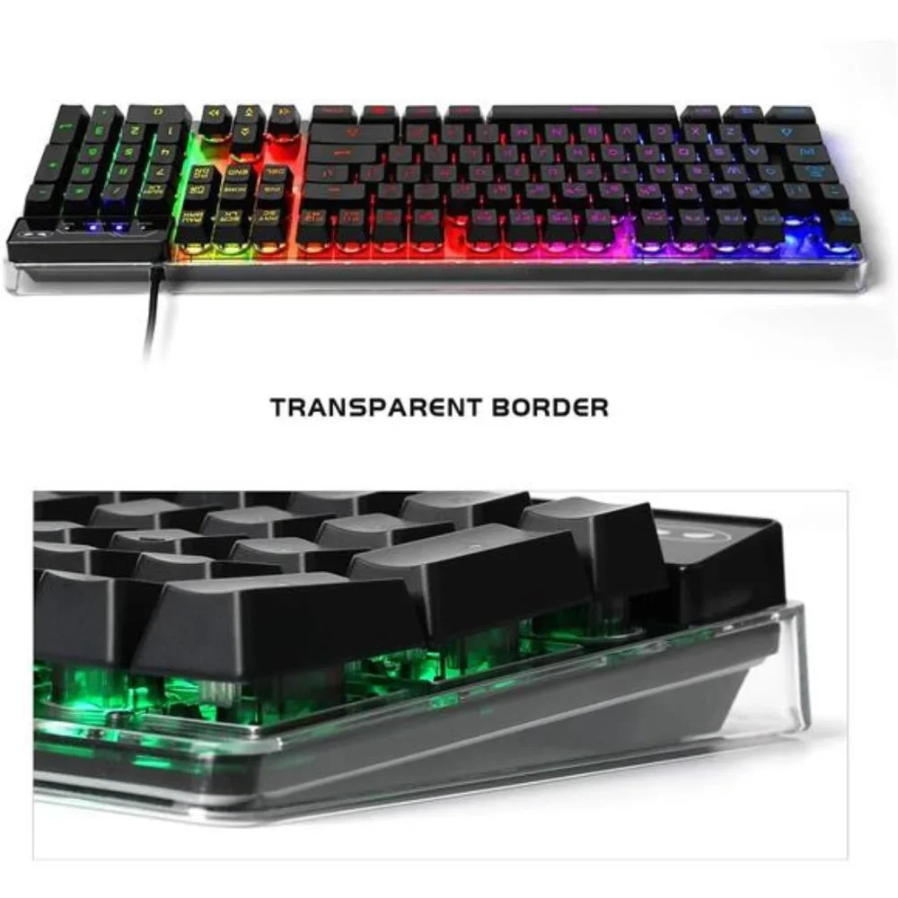 Gaming Keyboard and Mouse Combo, K1 LED Rainbow Backlit Keyboard with 104 Key